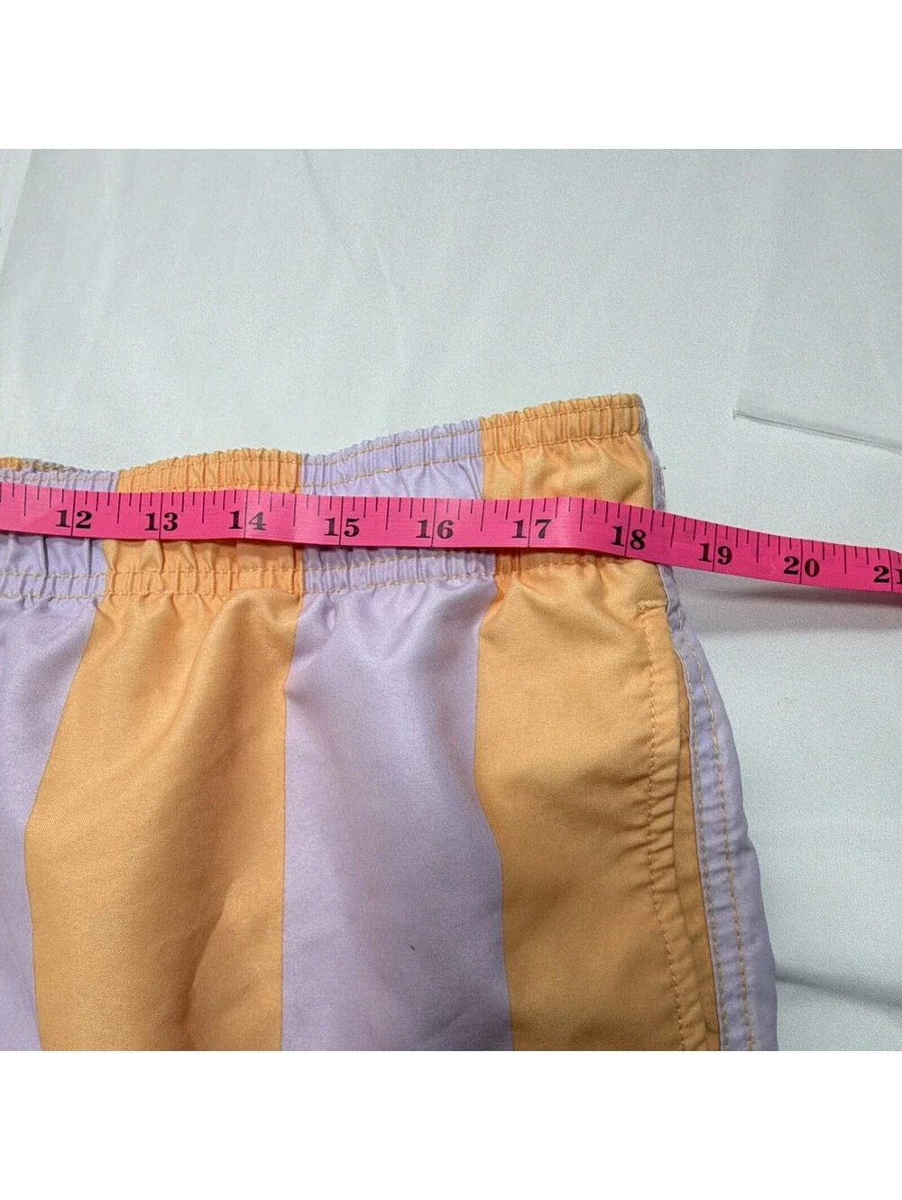 H&M Men's XL Swim Trunks Orange Purple Striped Drawstring Elastic Waist Lined